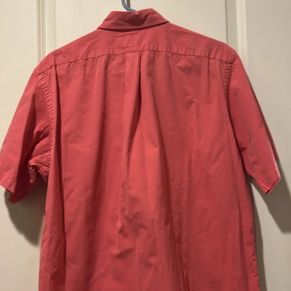 Ralph Lauren mens Classic Fit Button Down Short Sleeve Shirt size L coral pink